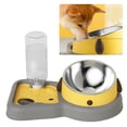 thumbnail image 2 of Juego de cuencos de agua para mascotas que evitan que se vuelquen, cuencos dobles para perros y gatos con botella de agua automática para suministros para mascotas, 500 ml, amarillo, 2 of 12