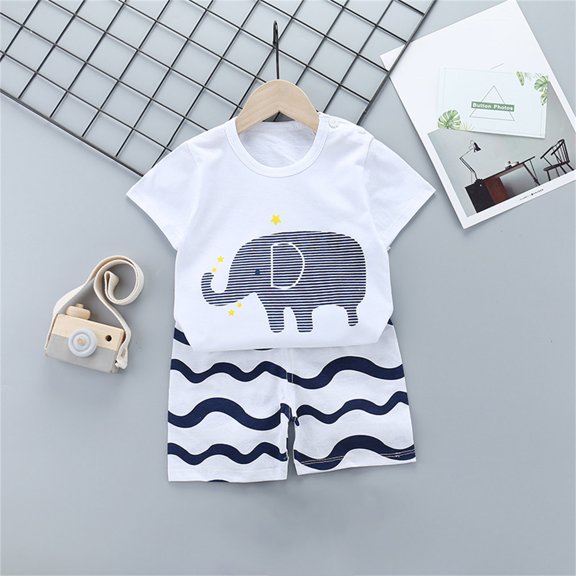 2Pcs Baby Girls Outfit Clearance Toddler Kids Baby Boys Girls Fashion Cute Short SleevePrint Casual Suit