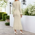 thumbnail image 6 of Women's Casual Long Sleeve Knit Dress Elegant Bodycon Vacation Maxi Dress Slim Fit Winter Fall Outfit Rose Outfits Ruffle Dress Casual Dress Dress Women Vintage Dress Women Maxi Dresses Summer Long, 6 of 6
