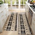 thumbnail image 4 of Kitchen Rugs Sets Of 2,Brown Geometric Triangle Square Pattern Anti Fatigue Kitchen Mat Rugs Non Slip Washable,Decorative Kitchen Floor Mats for Kitchen,Sink,Laundry,17"X47", 4 of 5