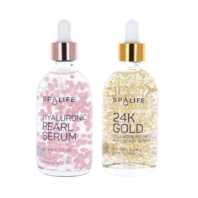 Suero Nutritivo SpaLife 24k Gold Hyaluronic Infused Pearl Collagen Paquete de 2