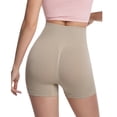 thumbnail image 5 of Seamless Leggings Shorts for Women High Waisted Butt-Lifting Rib-Knit Soft Yoga Workout Running Biker Shorts (XL, Khaki), 5 of 6