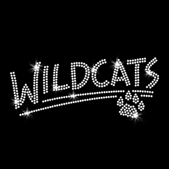 Wildcats with Paw Sparkly Bling Iron-on Clear Crystal Rhinestone Transfer by JCS Rhinestones