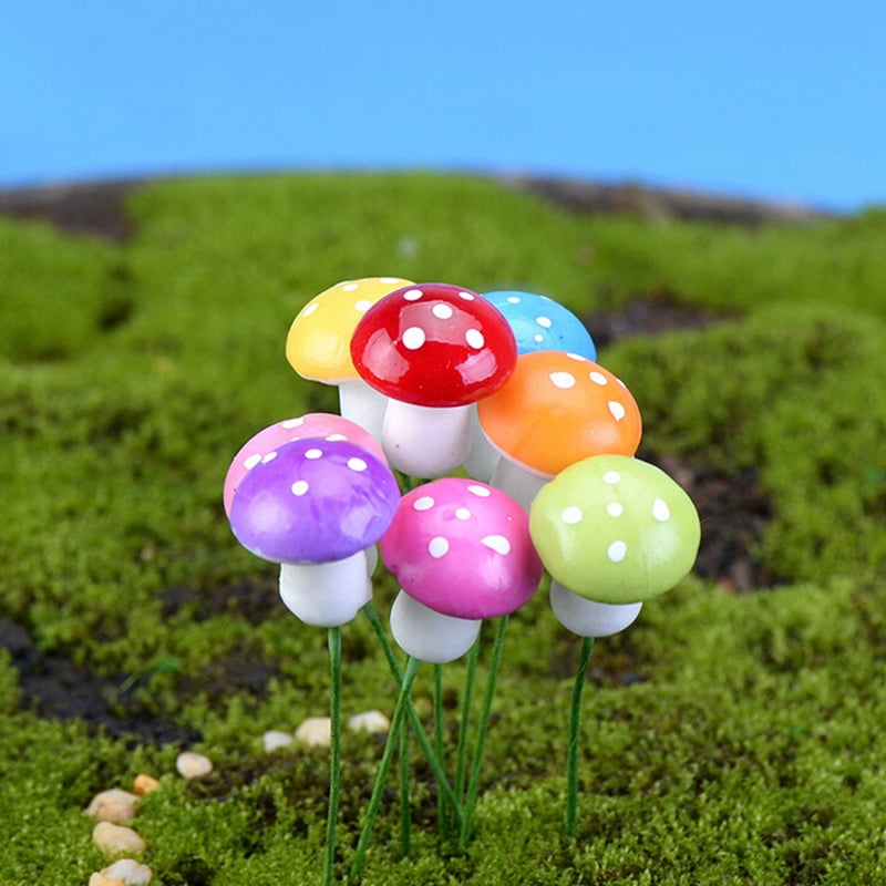 Details about   10Mini Colorful Mushroom Garden Ornament Miniature Plant Pot Fairy Dollhouse  WM 