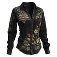 thumbnail image 3 of FASHOFT Womens 250 Anniversary USA Shirt Patriotic Long Sleeve Button Down Shirts 4th of July America Flag Graphic T-Shirts Black XL, 3 of 3