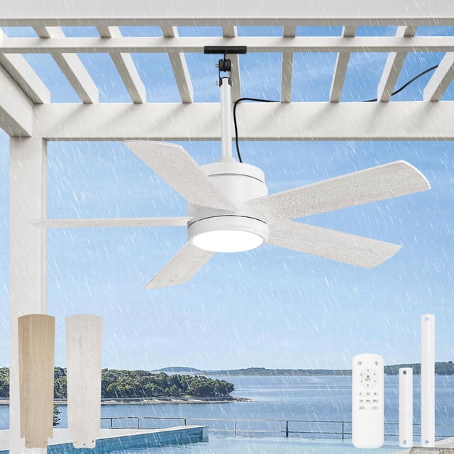 Ventilador de techo Fanbulous 42" para exteriores, impermeable IP65 con luz