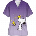 thumbnail image 3 of Ropa de mujer Estampado de dibujos animados de Snoopy Cuello en V Ropa de trabajo para mujer Tops Manga corta Con bolsillos Uniforme médico de enfermería, 3 of 5