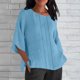 thumbnail image 2 of Tops de Manga Corta para las Mujeres Camiseta de Cuello Redondo de Color Sólido, 2 of 6