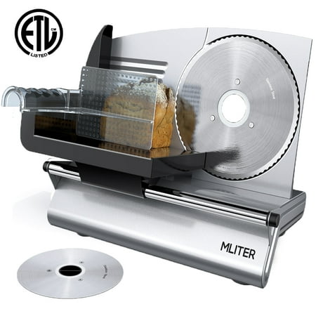Food Slicer, MLITER Electric Food Slicers for Home Use with 7.5” Stainless Steel Blade, 150 Watt, Thickness Adjustable For Bread Cheese Vegetables Fruits