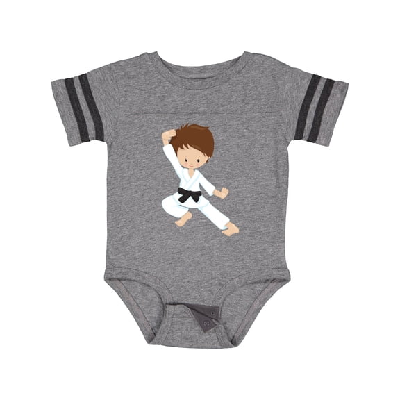 Inktastic Karate Boy, Cute Boy, Black Belt, Brown Hair Boys Baby Bodysuit