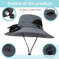 thumbnail image 6 of Jessboyy Mens Sun Hats with Solar Power Fan Wide Brim Cooling Summer Bucket Hat Breathable UV Protection Outdoor Hiking Hats Dark Gray, 6 of 9