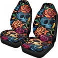 thumbnail image 7 of FOR U DESIGNS Skull Rose Print 2 Pcs Car Front Seat Covers Washable Driver Seat Cover with Backrest Scratch-Resistant Car Seat Protector Automotive Interior Accessories, 7 of 7