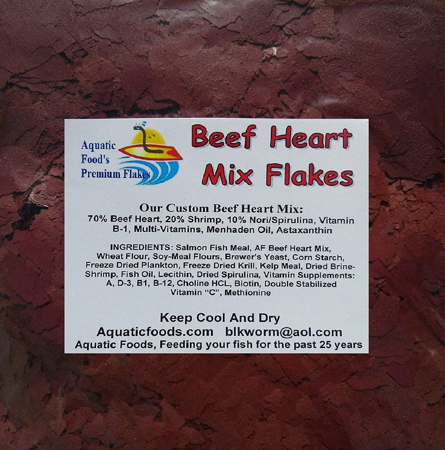 Aquatic Foods Beef Heart Special Mix Flakes - Ultra Custom Beef Heart Mix Flakes - 2-lbs