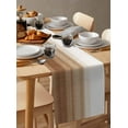 thumbnail image 3 of Hokiten Table Runners 48 Inches Long Dress Scarves, Brown White Ombre Farmhouse Kitchen/Dining Table Runner, Short Coffee Tablerunners, Vintage Farmhouse Abstract Striped 13x48 Inch, 3 of 7