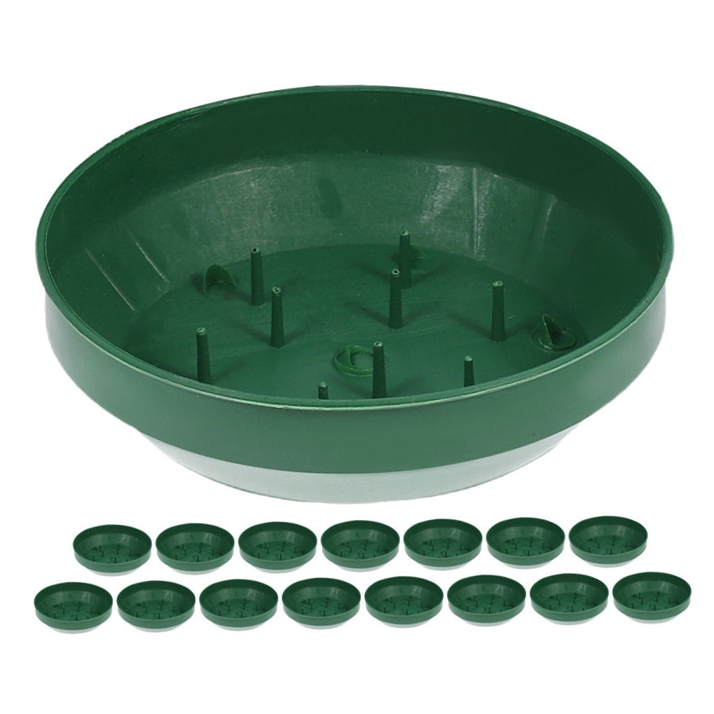 HOMEMAXS 16 Pcs Arrange Mousse Flower Mud Fixing Plate 14.50X14.50X4.00CM Green