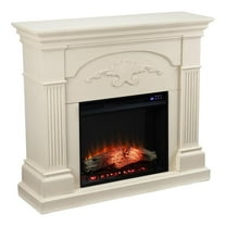 Maklaine Traditional Touch Screen Electric Fireplace in Ivory
