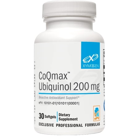 XYMOGEN CoQmax Ubiquinol - 200mg CoQ10 - Patented Stabilized Form - Coenzyme Q10 for Antioxidant Brain & Heart Health Support - 30 Softgels