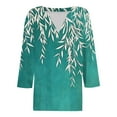 thumbnail image 4 of Ruimatai Women's Casual V-Neck 3/4 Sleeve Blouse Printed Loose Fit T-Shirt Top Comfortable Fashion Tops, 4 of 5