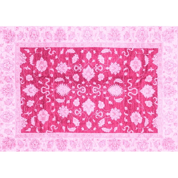 Ahgly Company Indoor Rectangle Oriental Pink Traditional Area Rugs, 6' x 9'