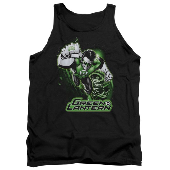 JLA Justice League Green Lantern Green & Gray Adult Tank Top Black