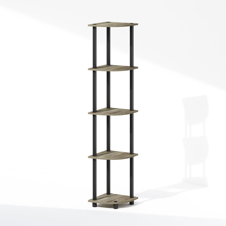 Furinno Turn N Tube 5-Tier Corner Bookcase, French Oak photo 5