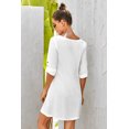 thumbnail image 2 of Women's Buttoned V Neck Dress with 95% Polyester 5% Spandex Casual Mini Length Roll Tab Sleeves Comfortable stretch, 2 of 10