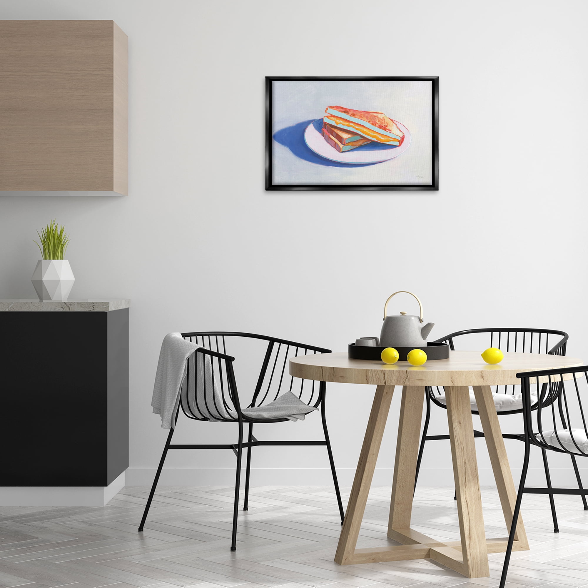 Stupell Industries Grilled Cheese Meal Food & Beverage Painting Black Floater Framed Canvas Art Print Wall Art, 25 x 17
