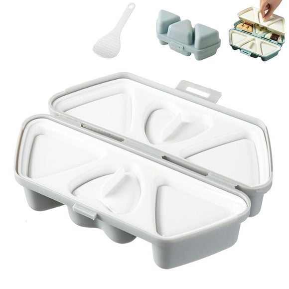 Djiypn 6 Grids Onigiri Mold Triangle Sushi Mold Once Quickly Make Sushi - Multifunctional Rice Ball Mold for Making and Storing Sushi, Gray