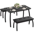 thumbnail image 1 of 43-pulgada industrial dining mesa set con 2 forrado benches y heavy duty metal frame-3-piece kitchen muebles para small spaces studio restaurant o home negra, 1 of 7
