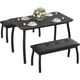 thumbnail image 3 of 3-piece dining mesa set para 4: space-saving de madera kitchen mesa con 2 forrado benches, suitable para small dining rooms, apartments, y homes in negra, 3 of 9