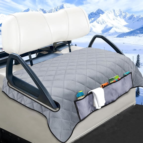 Golf Cart Seat Covers with 4 Front Pockets, Thick Seat Towel Blanket with Non-Slip Backing, Fits EZGO, Club Car, Yamaha and More 2 & 4 Passenger Golf Carts, Navy Blue