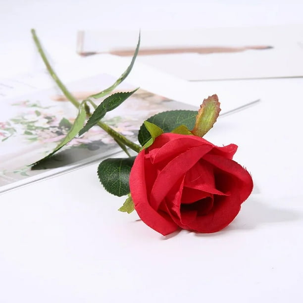 Rosas artificiales Rojas realistas para decoración de fiestas, arreglo de ramo de tallo largo para boda, despedida de soltera, 10 piezas