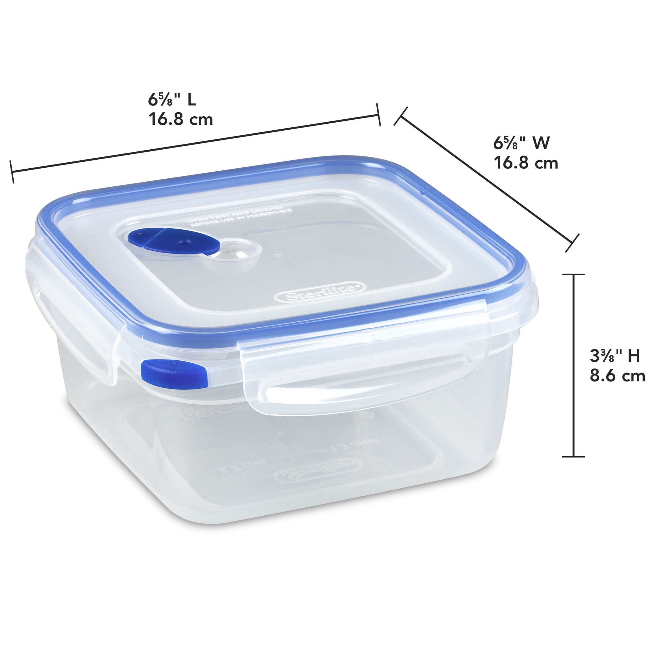 Sterilite Ultra•Seal™ 5.7 Cup Square, Latching Food Storage Container, Airtight Watertight Seal, Blue, 6 Count