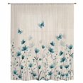 thumbnail image 2 of Turquoise Floral Butterfly Sheer Curtains 45 Inches Long, Spring Rustic Botanical Beige Light Filering Curtains, Breathable Simi Curtain Privacy Drapes for Kitchen Bathroom Small Window Treatment, 2 of 9