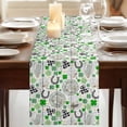 thumbnail image 3 of Table Runners 70 Inches Long Dress Scarves, St. Patrick's Day Farmhouse Coffee/Dining/Kitchen Table Decor, Holiday Table Runner, Green Black Plaid Clovers Wooden Grain 13x70 Inch, 3 of 9