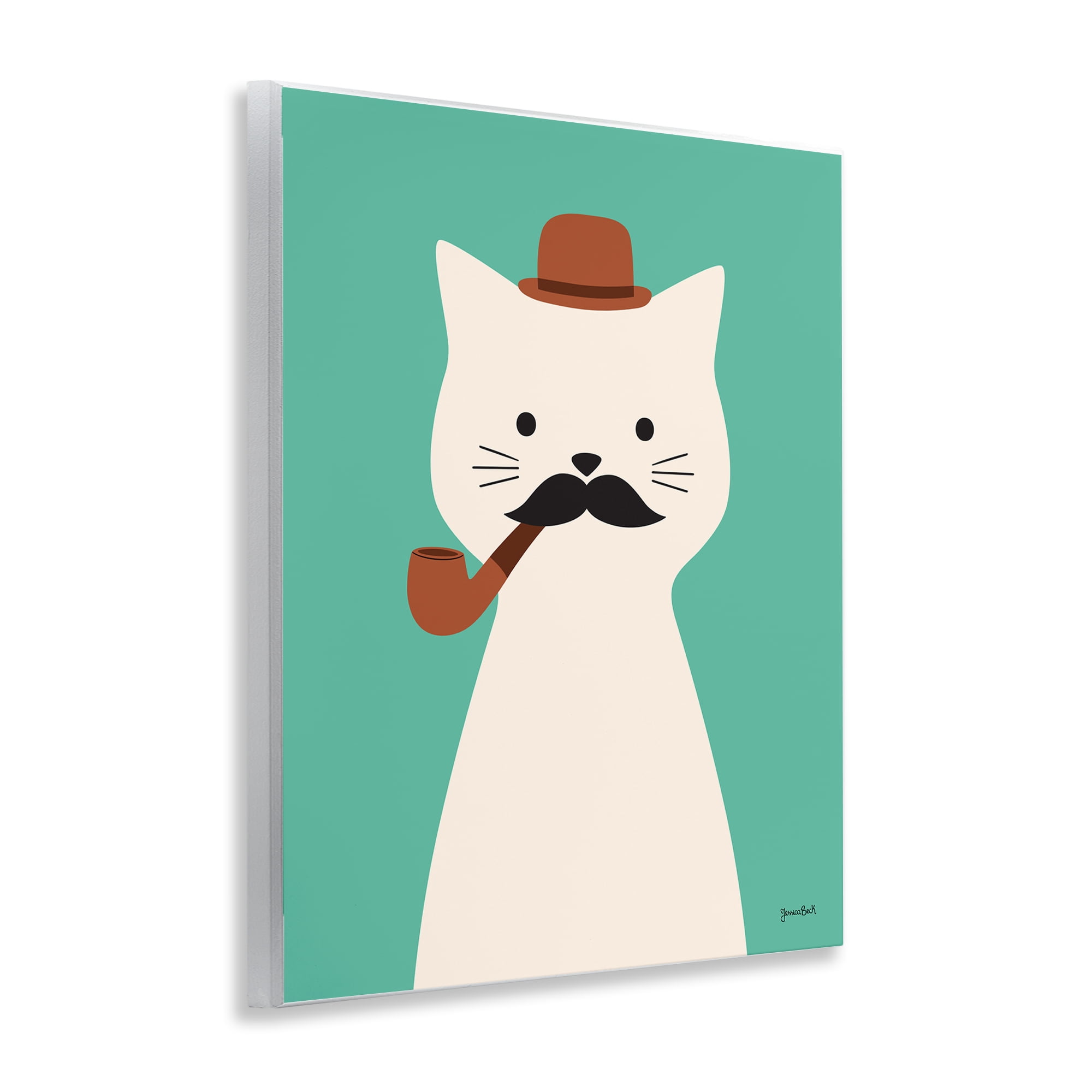Stupell Industries Cat Smoking Pipe Animals Painting Unframed Art Print Wall Art, 11 x 14