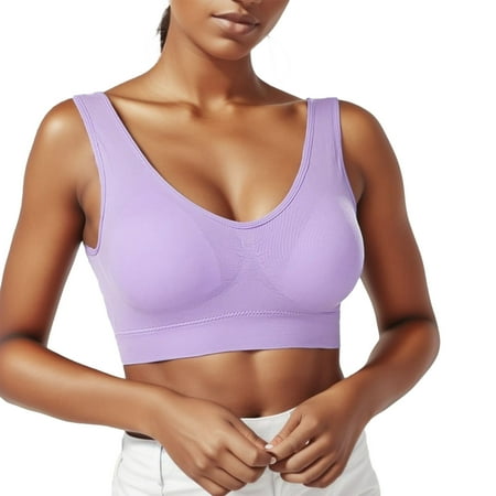 ASFGIMUJ Bras For Women Full Coverage Seamless Mid Solid Color Sports Bra With Removable Bra Pad Comfort Bra