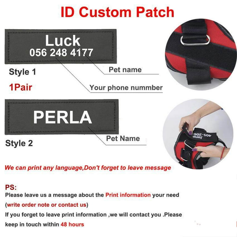 Customized Dog Harness Patches Adjustable Personalized Soft Padded Dog Vest  Harness Reflective Tags For Small Medium Large Dogs