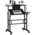 thumbnail image 1 of HOMCOM Stand Up Desk, Height Adjustable Rolling Computer Desk, Black, 1 of 10