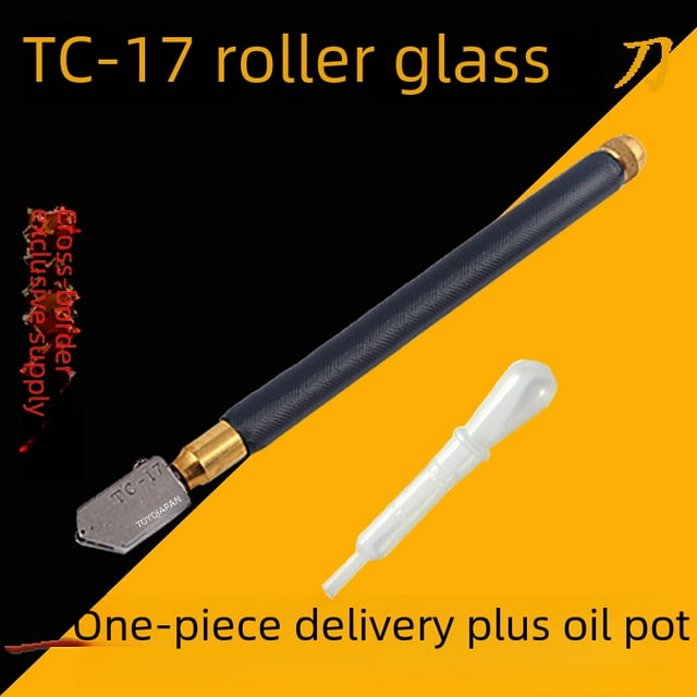 TOYO TC-17 Tungsten Steel Glass Cutter with Durable Blade - Compact, Versatile Tool for Precision Glass Deep Processing, Manufacturer Direct Sales, Reliable Black Iron Handle Wheel Cutter for
