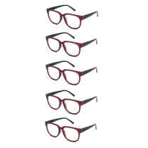 EYE ZOOM 5 Pack Ladies Stylish Plastic Frame Reading Glasses for Women, Red, Strength:  1.75