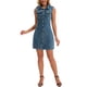 thumbnail image 2 of Vestido de mezclilla sin mangas para mujer Inspire Chic, con botones, corte A, mini vestido con bolsillos, gris azul, 2XL, 2 of 6