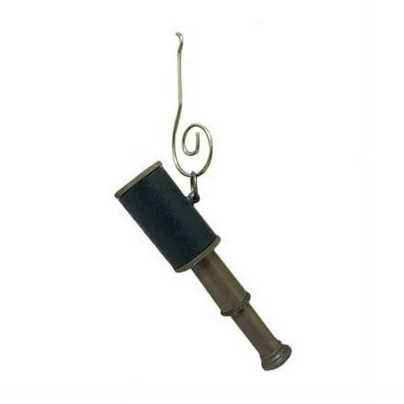 Antique Brass with Leather Spyglass Christmas Ornament 5" - Tree Ornament - Nautical Theme