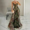 thumbnail image 2 of Prdecexlu Women's Floral Tulle Wedding Guest Dress Spaghetti Straps V Neck A Line Formal Colorful Cocktail Maxi Dresses Dark Green XL, 2 of 4
