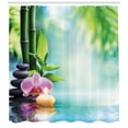 thumbnail image 2 of Spa Decor Shower Curtain Set, Symbolic Spa Features With Candle And Bamboos Tranquil And Thoughtful Life Culture Nature Print, Bathroom Accessories, 69W X 70L Inches, By Ambesonne, 2 of 2