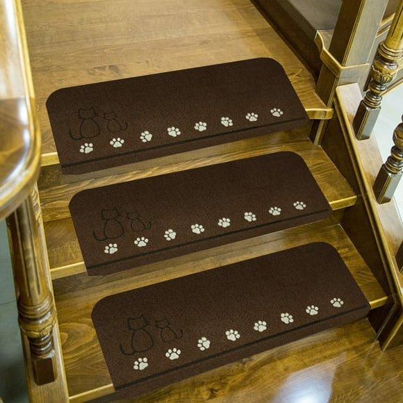 EGNMCR , Wooden Step Avoid Slip Carpet Stair Tread Indoor 22'X3 'stair Tread Rubber Assist Stair Tread Washable And Reusable Stair Tread Mat Suitable For The Elderly Polyester Stair floor mats