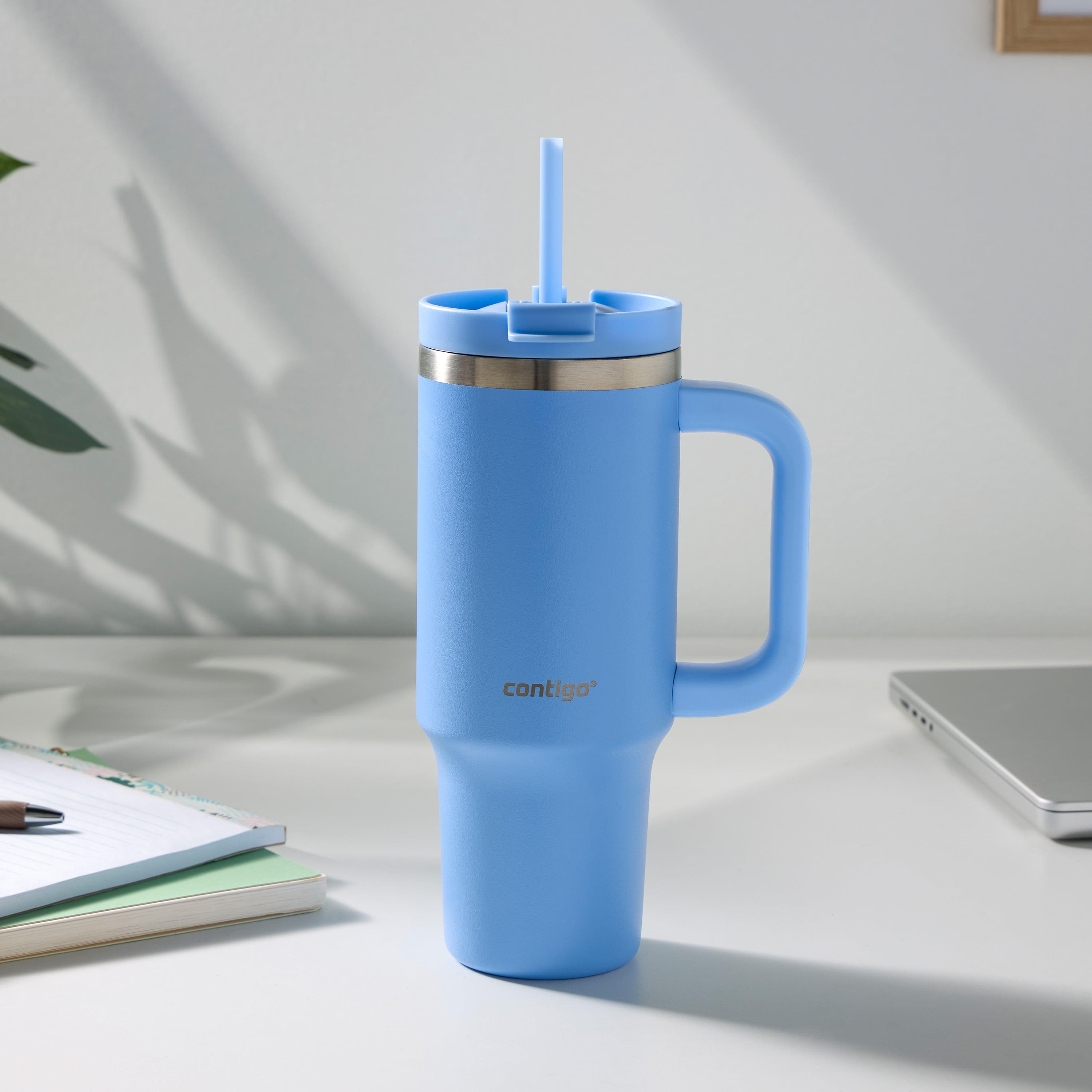 Contigo Streeterville Leak-Proof Tumbler, 30 oz (887 ml), Stainless Steel Water Bottle with Straw, Daydream Blue