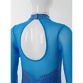 thumbnail image 6 of Yeahdor Girls Long Sleeves Figure Ice Skating Dress Rhinestones Sheer Mesh Ballet Dance Dress, 6 of 7