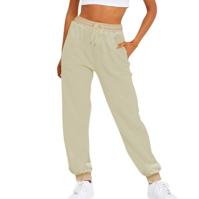 Pantalons de Survêtement pour Femmes avec Poches Bas Resserré à Cordon Jambe Droite Pantalons de Survêtement Confortables 2023 Pantalons Amples en Coton Jogger Noir 2TG