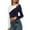 Dark Blue, variant on HUITKMM Oversized Tshirt Women Fall Winter Slim Fit Ribbed Crop Top Long Sleeve T Shirt Contrast Color Casual Streetwear Tee Shirt